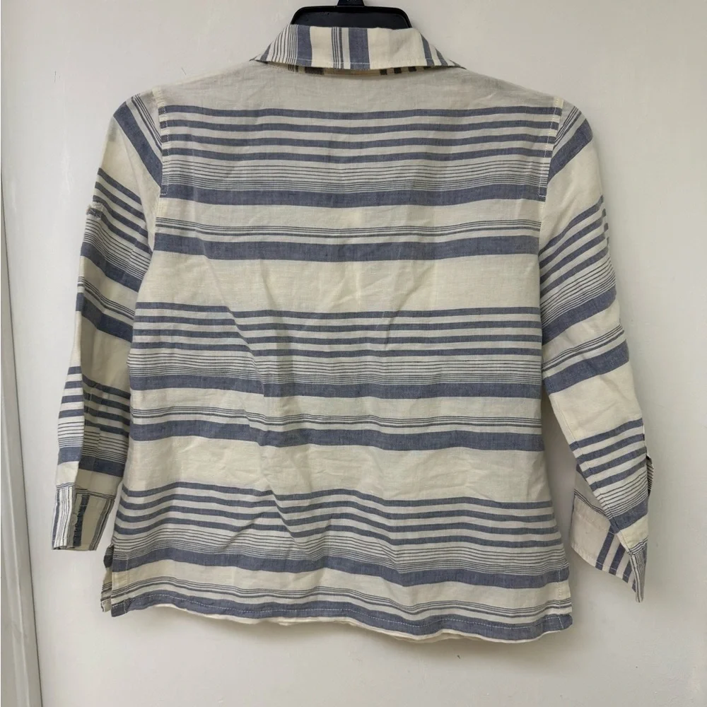 J.Crew Blue and Cream Striped Pullover Size S